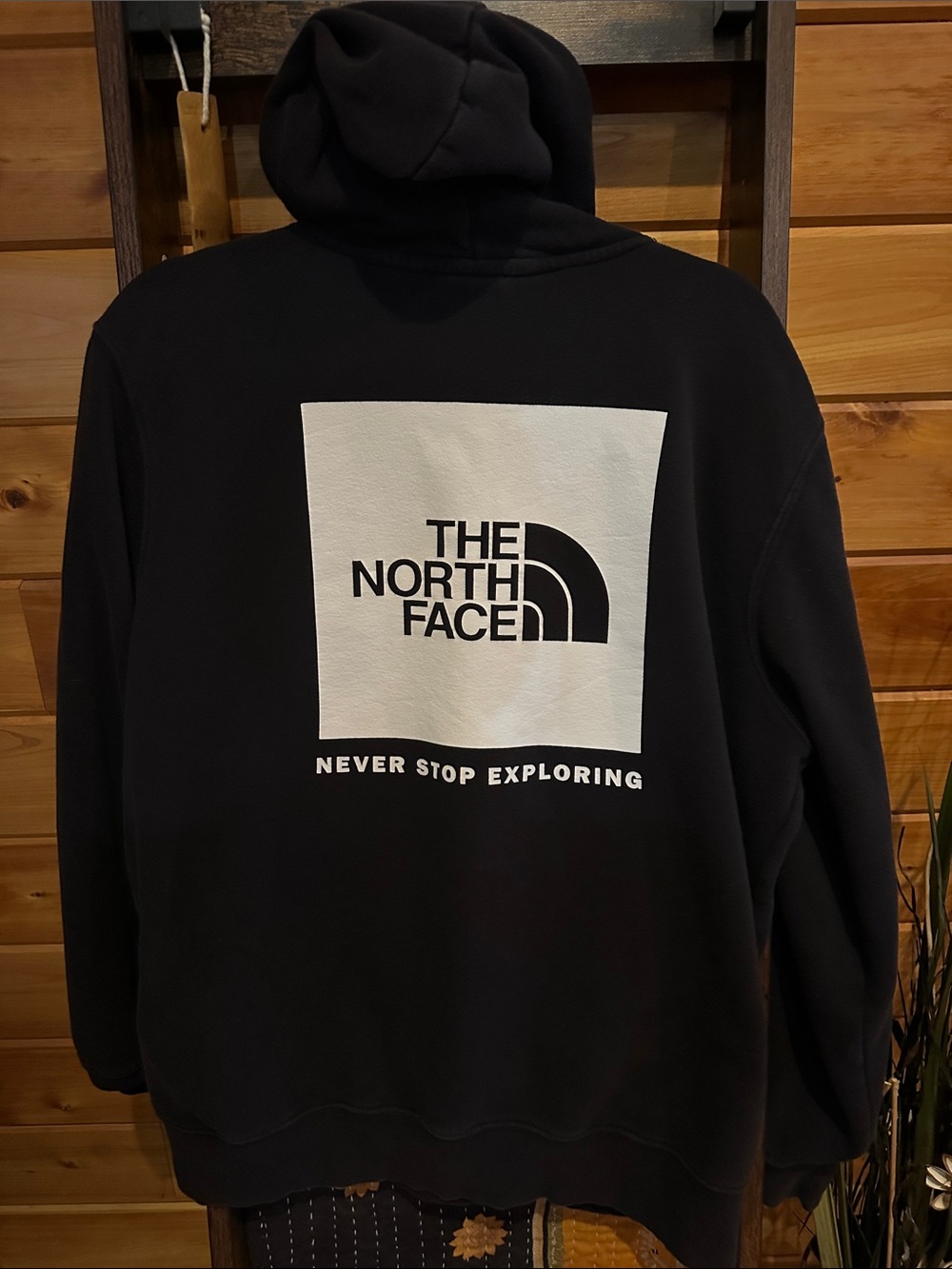 The North Face Black Pullover Hoodie with White Logo Square